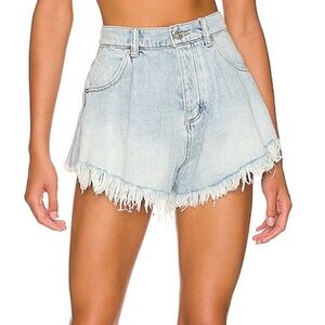 Free People Harlie Frayed Edge Jean Shorts in Blue Size 26